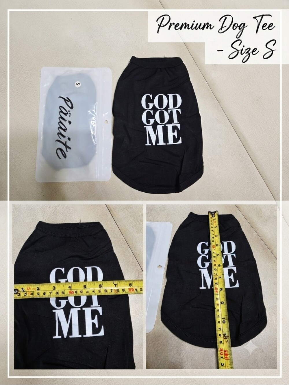 LAST ONE! God Got Me Black Dog Shirt Tee Puppy Clothes Pet Apparel Size S